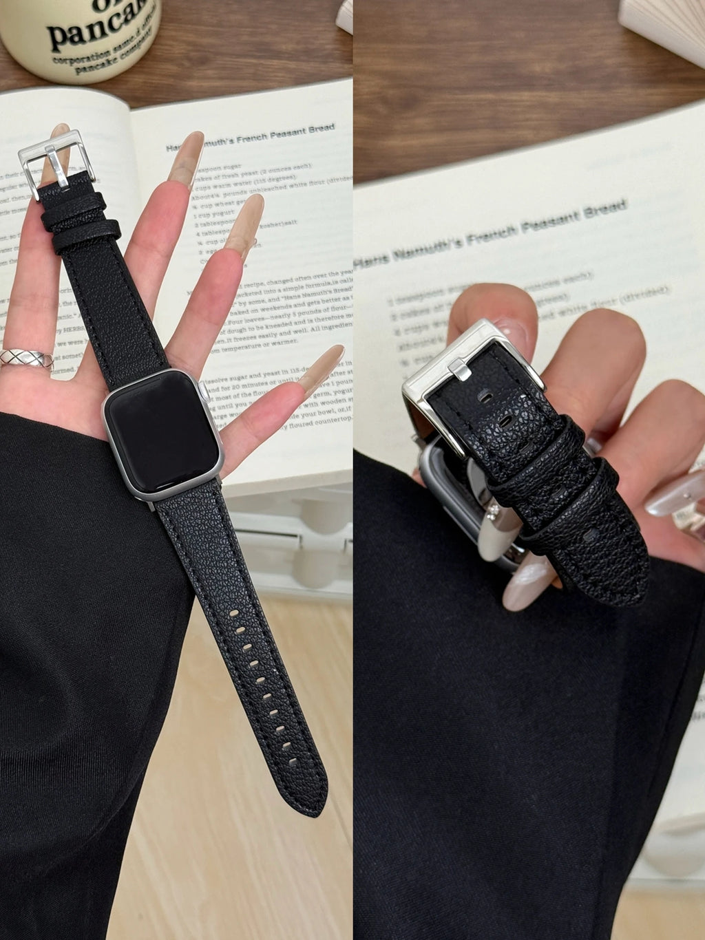 Brazalete de cuero con bucle para Apple Watch – Brazalete de cuero elegante y deportivo para iWatch para damas y unisex de 38 a 49 mm