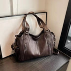 Damen Schultertasche aus PU-Leder mit Kontrastfarben – Weiche Crossbody Handtasche, modern & vielseitig