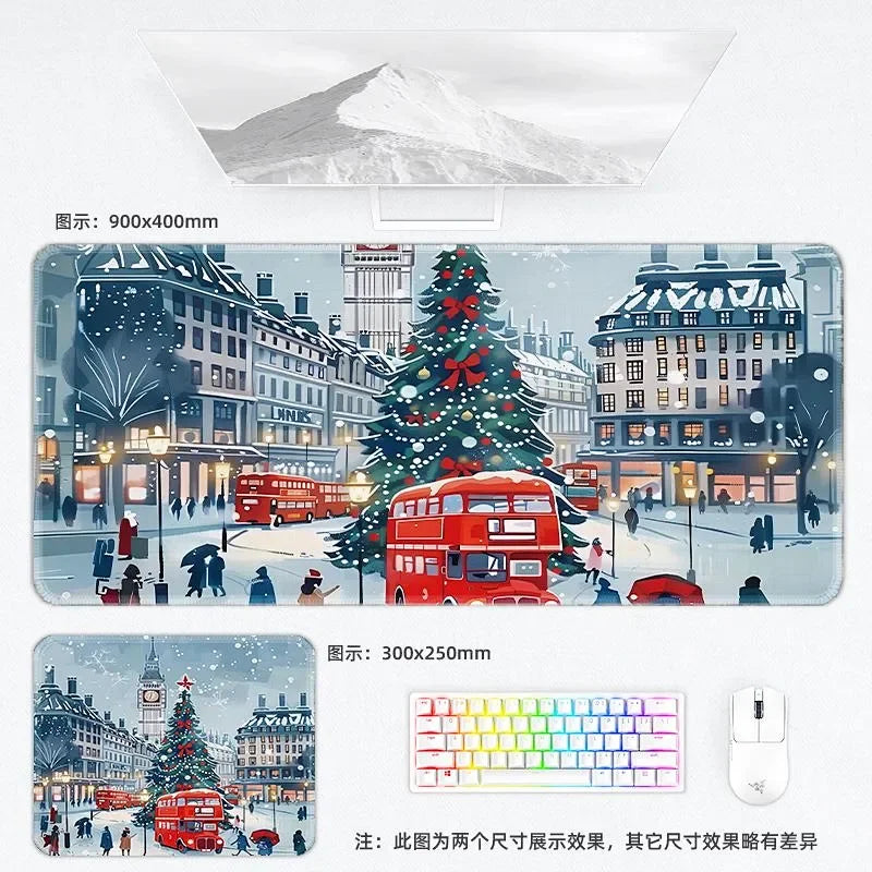 Weihnachtliche XXL PU Leder Schreibtischunterlage – Kawaii Cartoon Mousepad für Computer, Tastatur & Laptop