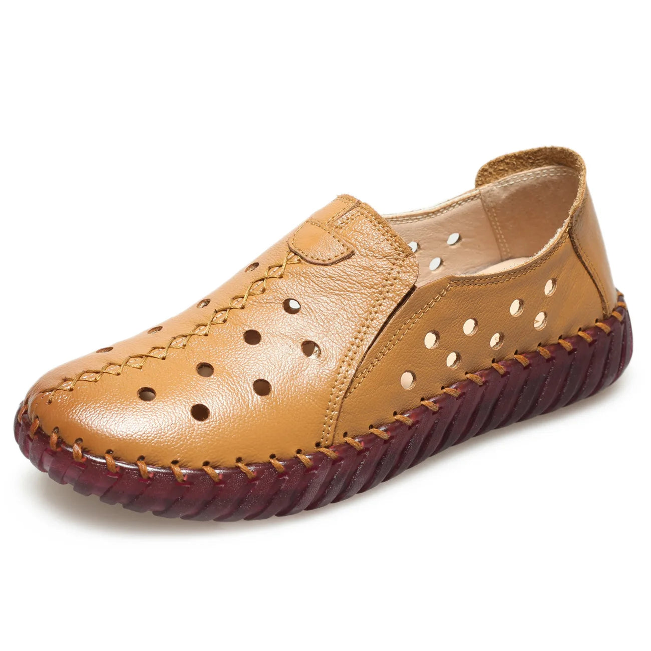 Lorilury Damen Leder Ballerinas WB-256K – Große Größen Moccasins, Slip-On Loafers aus Rindsleder für Sommer und Alltag