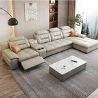 Italienisches Luxus Leder-Ecksofa mit Relaxfunktion – L-Form Wohnlandschaft aus Rindsleder, mit Schlaffunktion und Stauraum