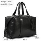Newsbirds Premium Leder Reisetasche 50 cm - Weiche Cowhide Duffle Bag aus echtem Leder, schwarze Weekend- &amp; Handgepäcktasche für Damen und Herren 