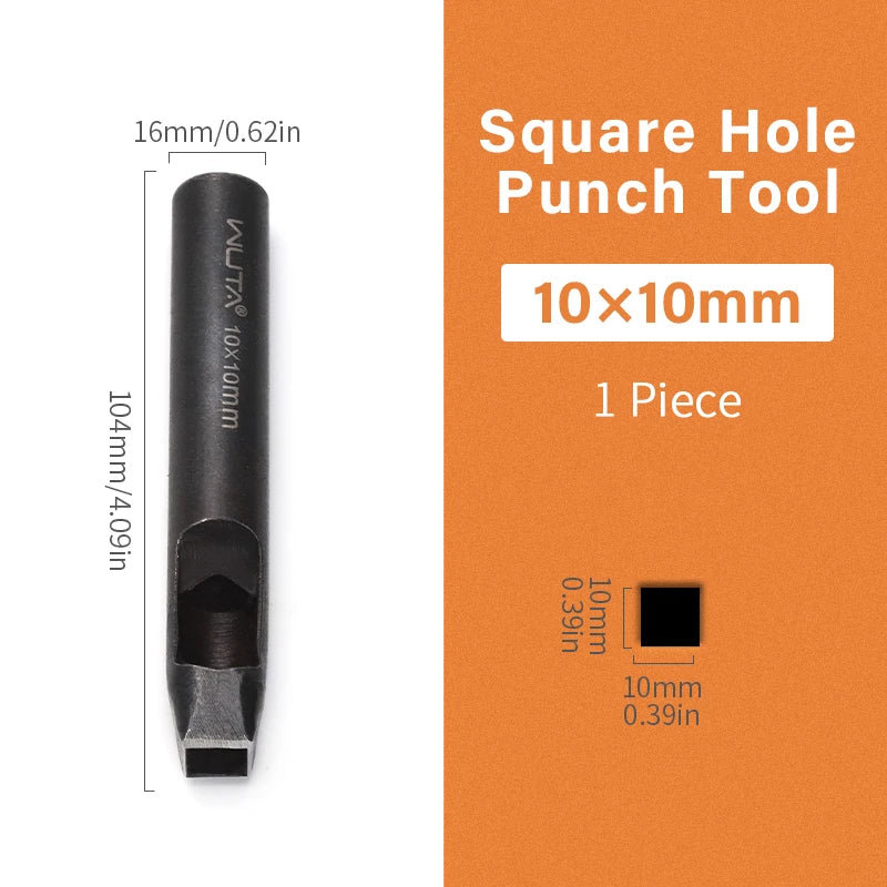 WUTA Basic Rechteck Lederstanzer – Quadratischer & Oblonger Hohlstanzer aus Carbonstahl für Gürtel, Riemen & Uhrenarmbänder