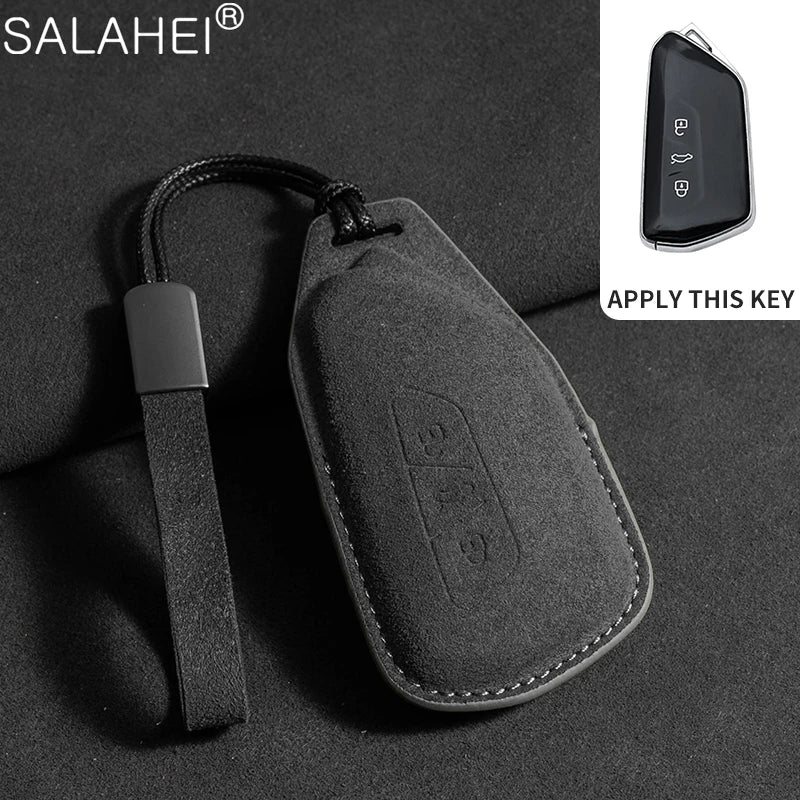 Wildleder Autoschlüssel Hülle für VW, Skoda & SEAT – Premium Key Case Cover für Passat B8, Tiguan MK2, Golf 8, Octavia A7/A8 & Leon MK4
