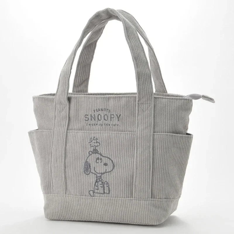 Disney Snoopy Cord Tote Bag - Große Cord Schulter- &amp; Handtasche mit Reißverschluss, viel Stauraum &amp; süßem Cartoon-Design 