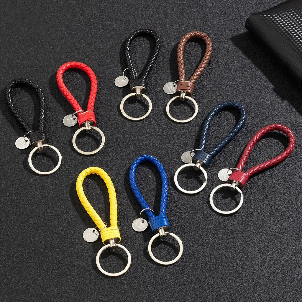 2er Set PU-Leder Schlüsselanhänger – Geflochtener Keychain &amp; Bag-Pendant mit Metallring für Damen &amp; Herren 
