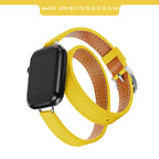 Brazalete de cuero de doble recorrido para Apple Watch Ultra y Series: brazalete de cuero premium para 49 mm, 45 mm, 44 mm, 42 mm, 41 mm, 40 mm y 38 mm 