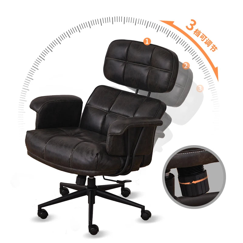 Verstellbarer Relax- & Bürostuhl aus PU-Leder mit Ottoman – Drehbarer Fernsehsessel mit Armlehnen für Home Office & Heimkino