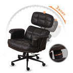 Verstellbarer Relax- & Bürostuhl aus PU-Leder mit Ottoman – Drehbarer Fernsehsessel mit Armlehnen für Home Office & Heimkino