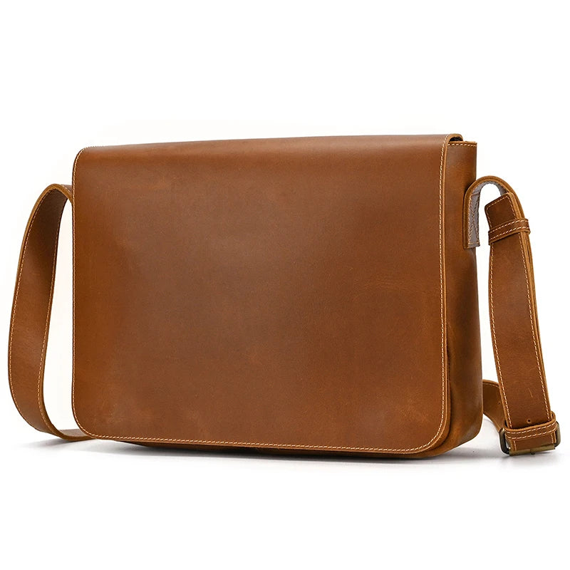 Newsbirds Vintage Herren Leder-Aktentasche – Crazy Horse Laptop Messenger Bag para oficina y oficina 