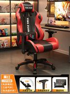 Ergonomischer Bürostuhl aus Leder mit Fußstütze & Rückenlehne – Höhenverstellbarer Drehstuhl mit Armlehnen & Rollen für Homeoffice & Büro