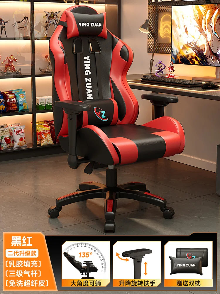 Ergonomischer Bürostuhl aus Leder mit Fußstütze & Rückenlehne – Höhenverstellbarer Drehstuhl mit Armlehnen & Rollen für Homeoffice & Büro