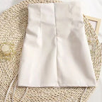 BIYABY Damen Leder Minirock – Gothic High-Waist Pencil Skirt mit Schnürung, Slim Fit Kunstlederrock mit Reißverschluss & Schlitz