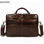 WANTING Luxus Leder Aktentasche aus echtem Rindsleder – Weiche Business Laptoptasche für 14–15,6 Zoll Laptop, elegante Schulter-Briefcase für Damen & Herren