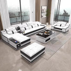 Modernes Luxus Ecksofa en Leder – Canapé multifonctionnel en forme de L, canapé d'immersion design minimaliste pour femmes de style