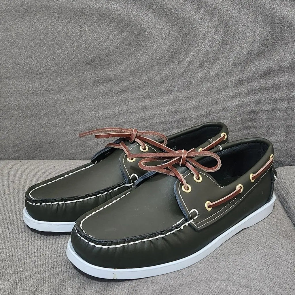 Handgefertigte Herren Bootsschuhe aus echtem Rindsleder – Klassische Leder Mokassins & Casual Loafer für Alltag und Freizeit
