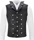 Herren Vintage Lederweste im Punk Style – Ärmellose Single-Breasted Weste mit V-Ausschnitt, Mittelalter- & Streetwear-Look