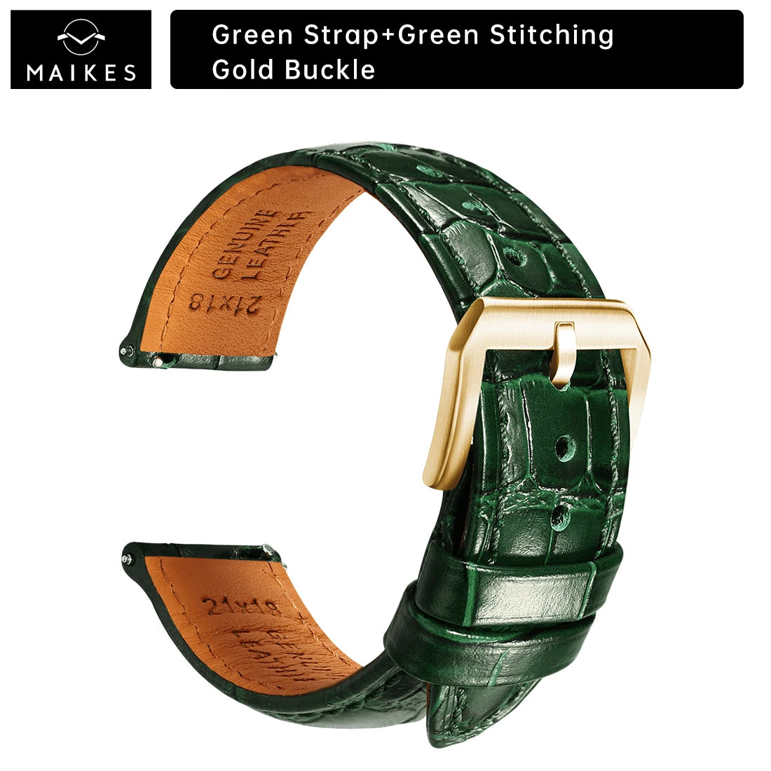 MAIKES Luxus Leder Uhrenarmband mit Quick Release – 20 mm / 21 mm / 22 mm Premium Armband mit Butterfly-Schließe für elegante Armbanduhren