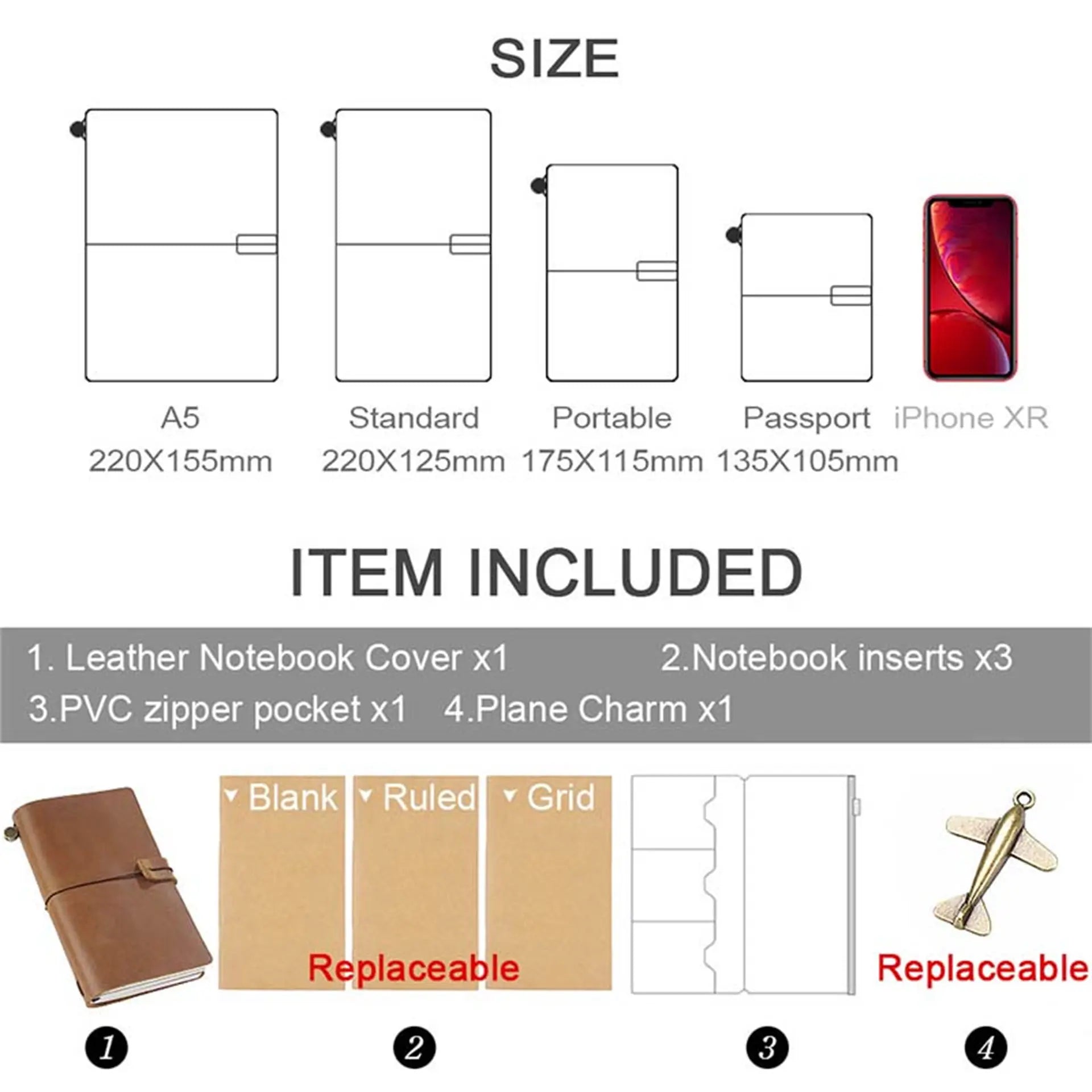 BAXTER Leder-Notizbuch Vintage – Handgefertigtes Reise-Tagebuch im Passformat