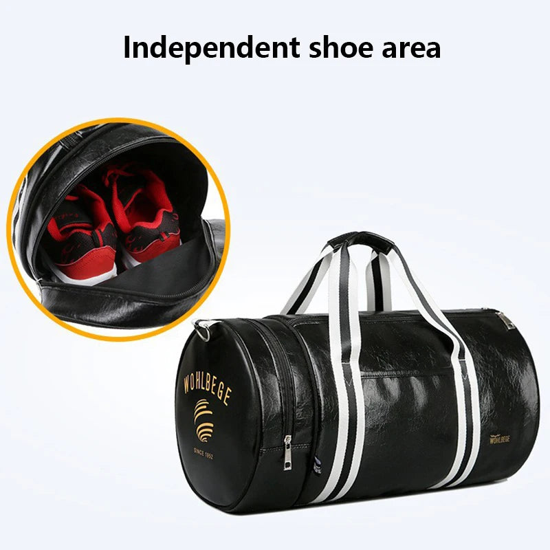OLN Herren Gym Bag aus PU-Leder – Sportliche Duffle & Reisetasche für Fitness, Business & Wochenende mit Schulterriemen