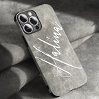 Funda de cuero personalizada para iPhone con nombres de fotografías: fundas de arte de lujo para iPhone 11–16 Pro Max