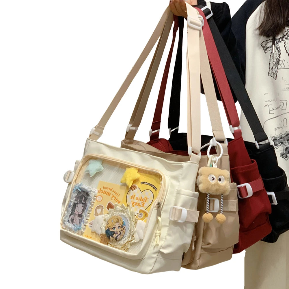 Sac Ita pour femme au style japonais – Sac à dos avec fenêtre claire, multi-poches et sacs de rangement