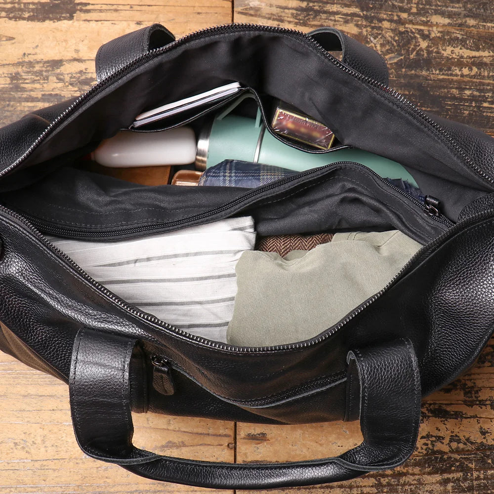 ROOG Herren Leder Reisetasche – Kompakte Business- &amp; Sporttasche aus echtem Rindsleder für Kurztrips und Alltag