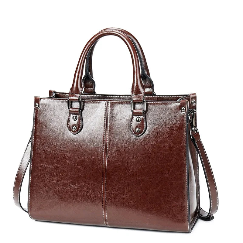 Damen Handtasche aus echtem Leder – Vielseitige Tote Bag & Crossbody Tasche aus Rindsleder für Büro, Shopping & Alltag