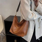 Unisex PU Tote Bag – Lässige Schultertasche mit Ethno-Riemen für Reisen & Fotografie