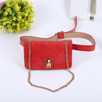 ZDARLBO Damen Hip-Hop Bauchtasche – Krokodil-Optik PU-Leder, Ketten- & Crossbody Bag, Lustige Gürteltasche für Frauen