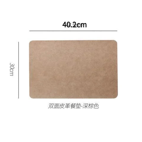 Light Luxury Leder-Tischset Coffee Brown – Wasserdichte, ölbeständige & hitzeisolierende Platzmatte aus Kunstleder im japanischen Stil (44,5 × 30 cm)