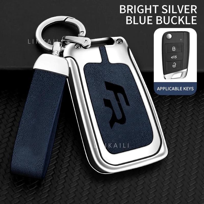 Premium Autoschlüssel Hülle aus Zinklegierung & Leder für SEAT – High-End Key Case Cover für Ateca, Leon FR 2 & Ibiza