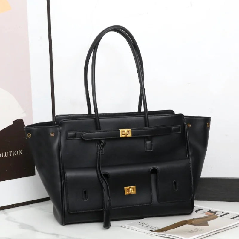 Luxus Wing Bag aus Leder – Große Kapazität Tote Bag mit Silber- oder Goldverschluss, Trendige Schultertasche für Damen