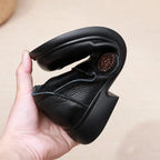 feerldi Damen Leder Flats WB-06K – Mocassins élégants à enfiler, mocassins confortables avec petits talons, chaussures plates grises