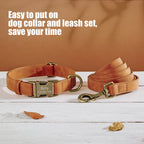 Personalisiertes Hunde-Halsband & Leinen-Set aus PU-Leder – Verstellbares Anti-Verlust Halsband mit gravierter Metallschnalle für kleine & mittelgroße Hunde