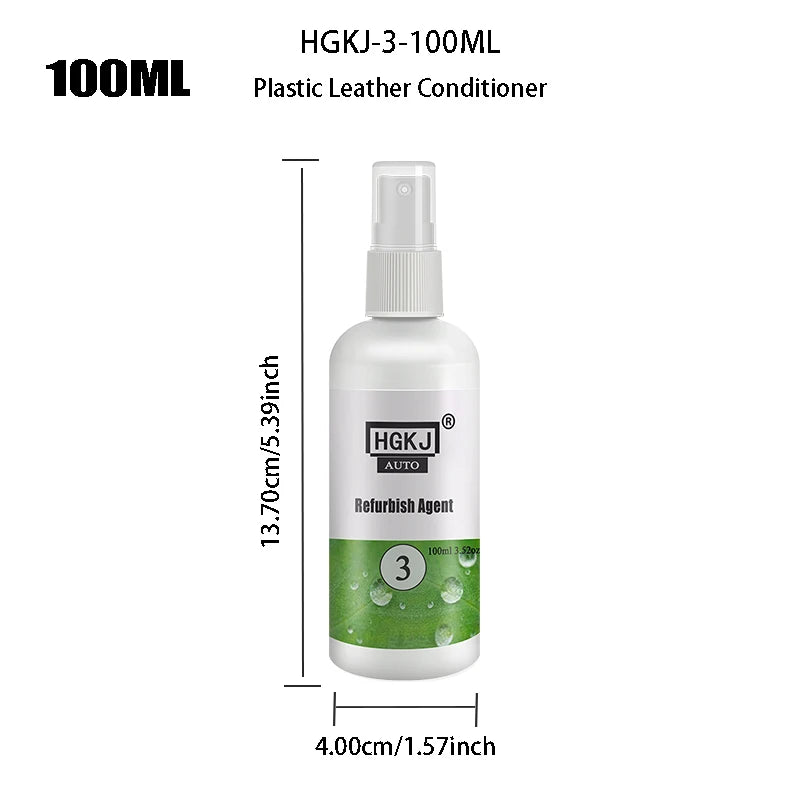 Kunststoff &amp; Leder Renovator für Auto Innenraum – Tiefenpflegender Conditioner gegen Oxidation, Farbauffrischer &amp; Glanzpflege (HGKJ-3)