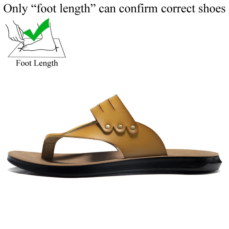 Shinefullstr Herren PU Leder Flip-Flops 2025 – Sommerliche Casual Slippers, Outdoor Slippers, Rutschfest, Bequeme Chanclas Hombre