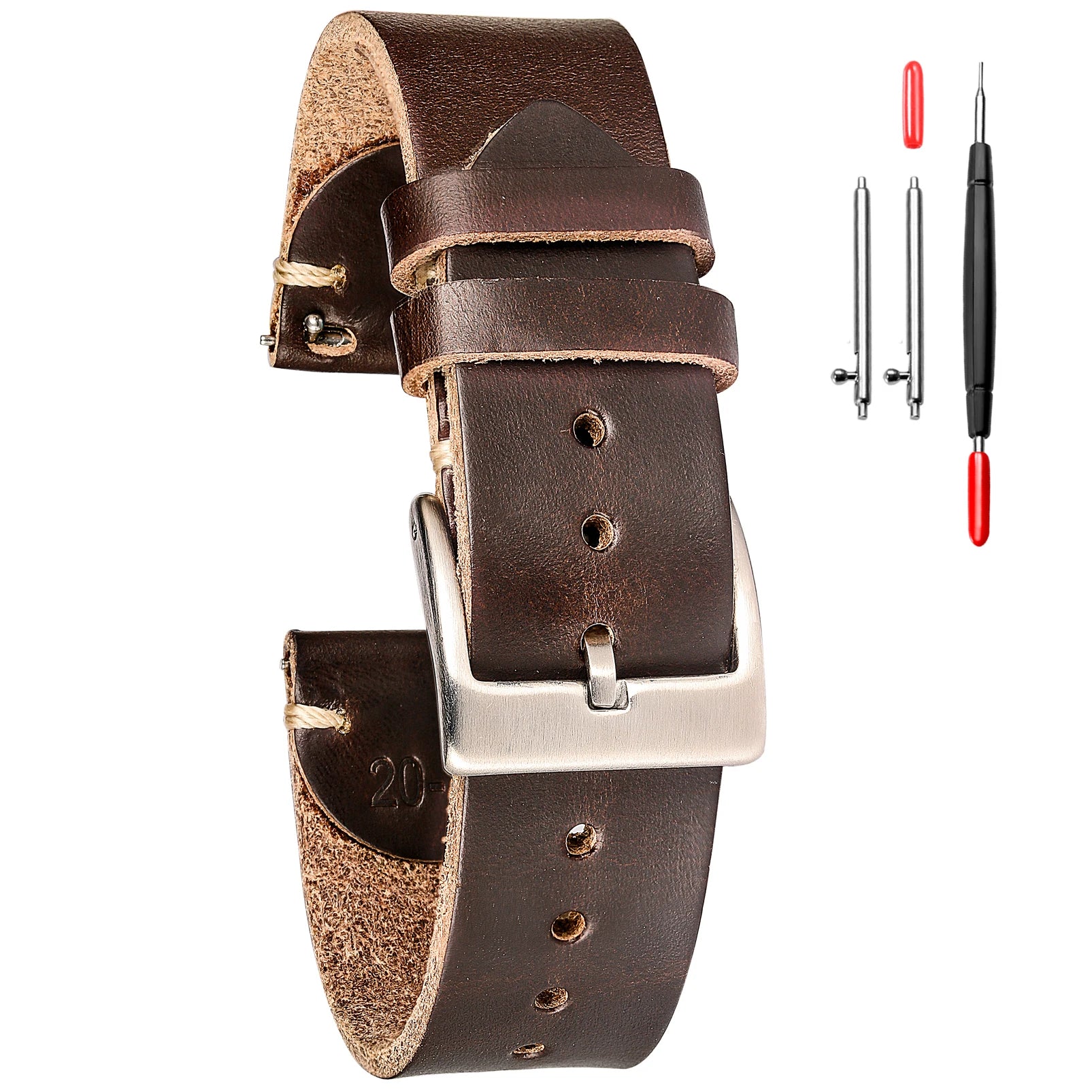 HEMSUT Horween Leder Uhrenarmband mit Quick Release – Vintage Watch Strap aus Premiumleder 18 mm–22 mm mit Dornschließe für Herren & Damen