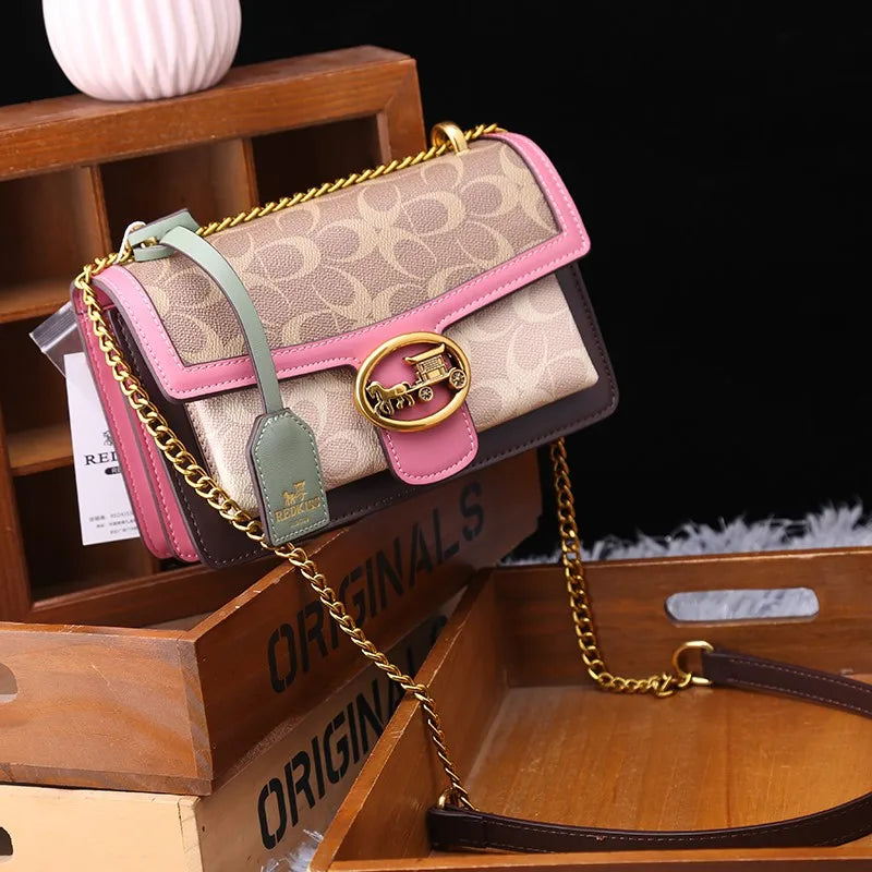 2025 Damen Light Luxury Schultertasche – Designer Crossbody Bag mit Farbkontrast & Kleinem Quadrat-Design