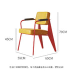 Memphis Style Designer-Lederstuhl mit Armlehnen – Moderner italienischer Retro Esszimmer- & Wohnzimmerstuhl mit Rückenlehne und Metallgestell