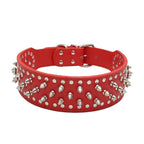 Totenkopf Spikes Leder Hundehalsband – Nieten & Stacheln, verstellbar, Anti-Biss Halsband für mittelgroße & große Hunde