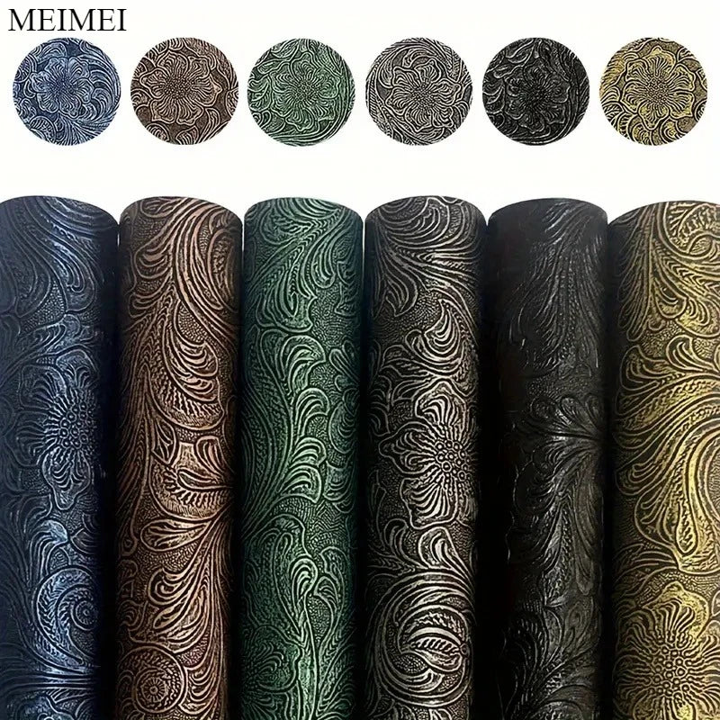 Selbstklebendes Kunstleder mit Blumenstruktur – Farbige PU Lederfolie 0,7 mm für DIY Ohrringe, Haaraccessoires & Bastelarbeiten