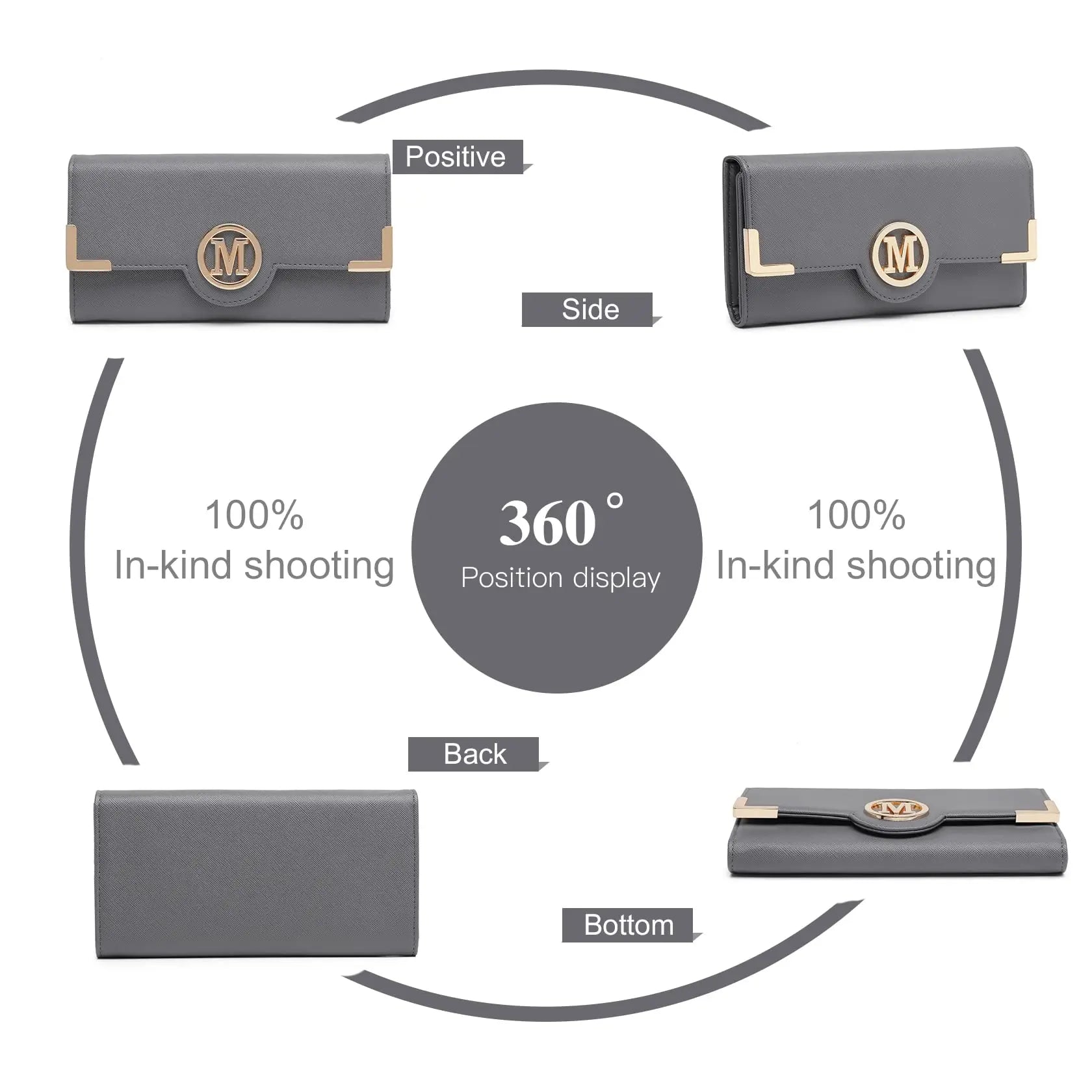 Miss Lulu Damen Geldbörse – Langes PU-Leder Portemonnaie mit Reißverschluss, Kartenfächern, Münzfach &amp; Handyfach 