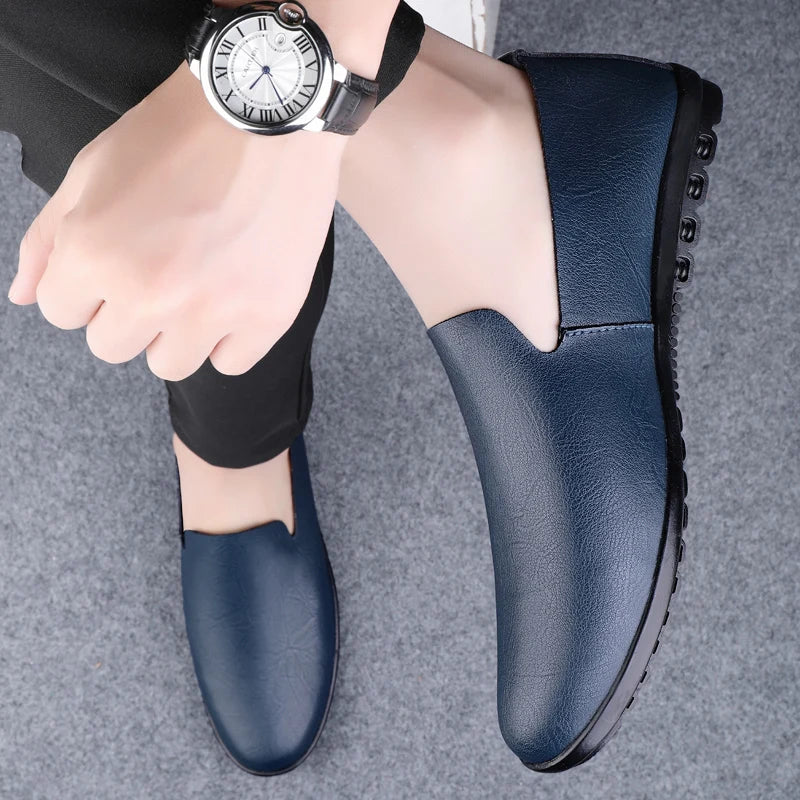 Herren Loafer aus echtem Leder – Atmungsaktive Slip-On Mokassins im italienischen Stil, Sommer Schuhe bis Übergröße 50/51