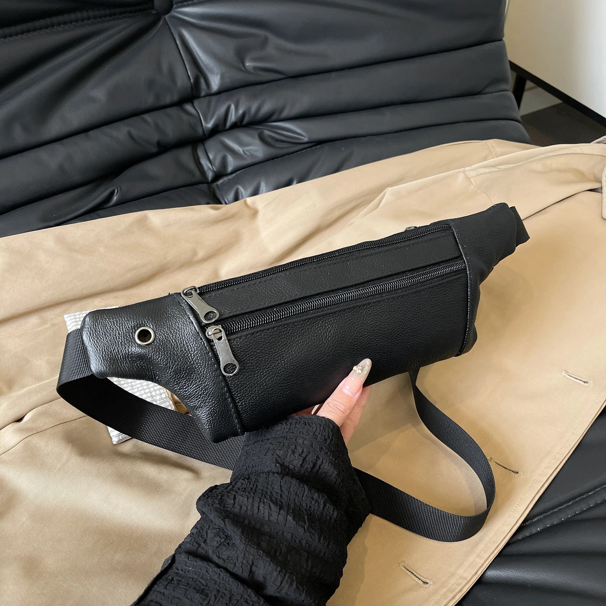 AEROCANDY Damen Leder Bauchtasche – Fashion Fanny Pack, Casual Crossbody & Chest Bag aus Echtem Leder