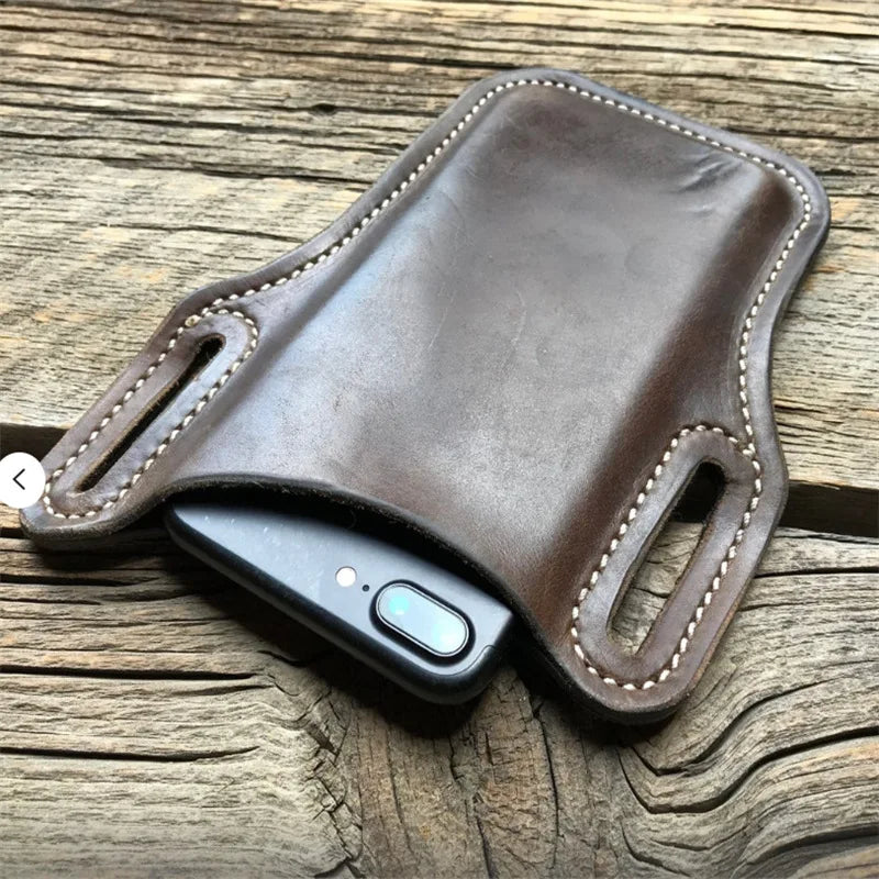Herren PU-Leder Handy Gürteltasche - Bolsa de cintura con funda para teléfono para viajes, actividades al aire libre, camping y todo tipo de etiquetas 