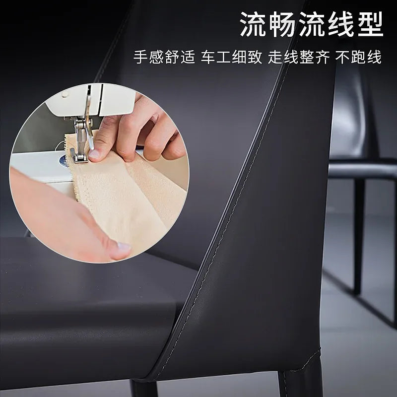 Italienischer Minimalistischer Esszimmerstuhl aus Sattelleder – Nordischer Luxus-Armstuhl für Küche, Restaurant & modernes Wohnen