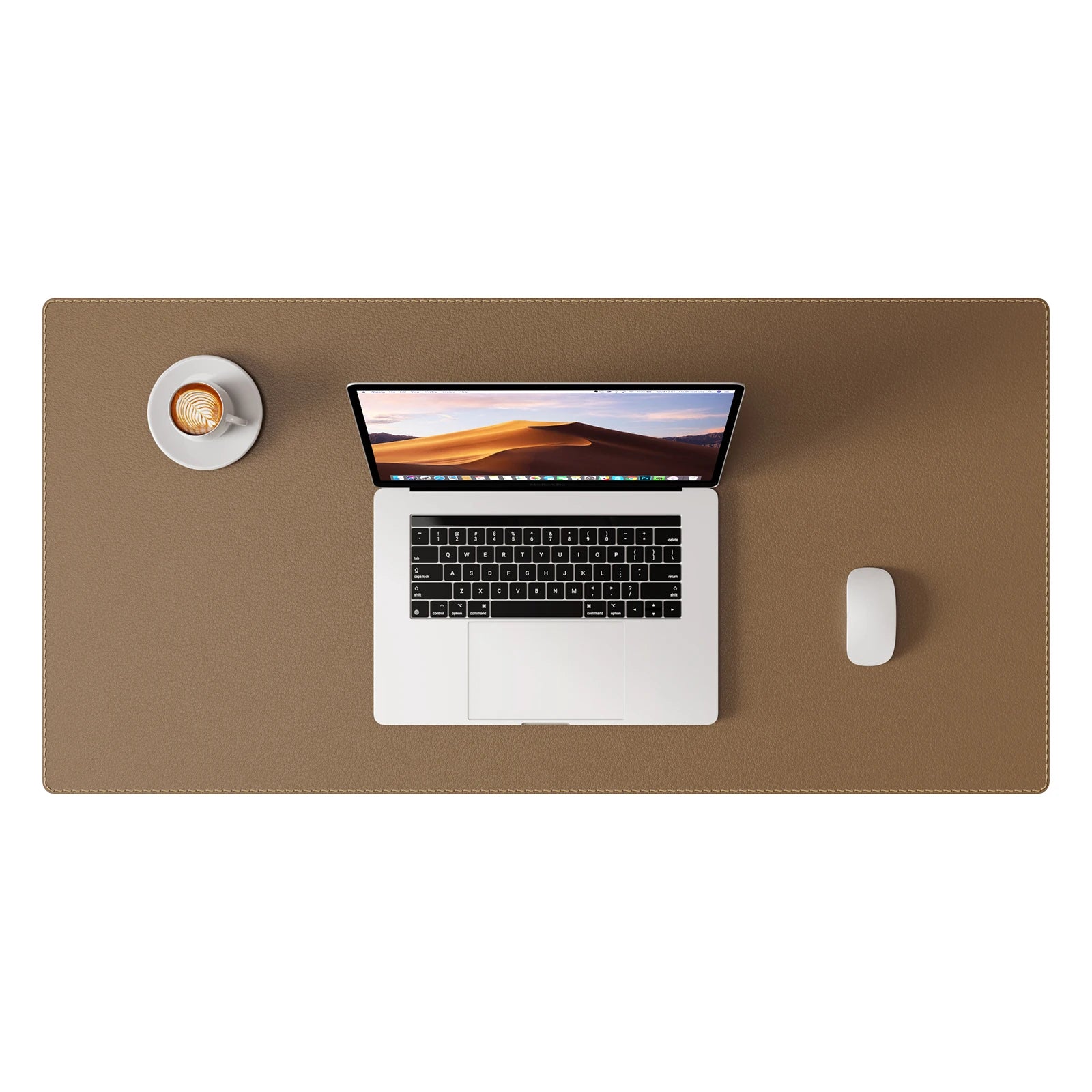 Große Leder Schreibtischunterlage mit genähten Kanten – Rutschfeste PU Leder Desk Mat & Mousepad für Büro, Homeoffice & Schule