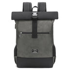 Rolltop Laptop Rucksack aus wasserfestem PU-Leder – Leichter Business & Reiserucksack mit USB-Funktion für Damen & Herren (15,6 Zoll)
