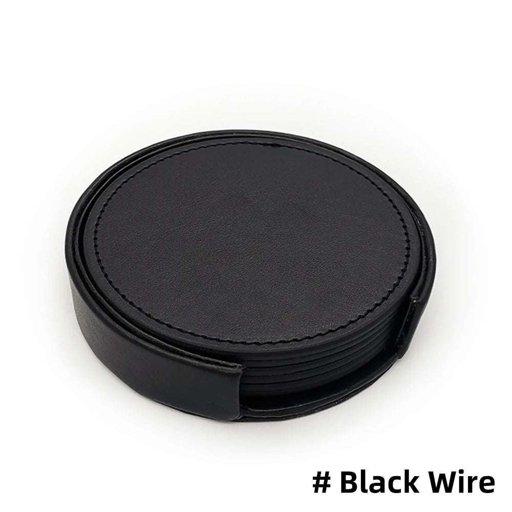 6er Set Kunstleder Untersetzer in Marmor-Optik mit Halter – Rutschfeste & wasserdichte Getränkeuntersetzer für Bar, Küche & Esstisch